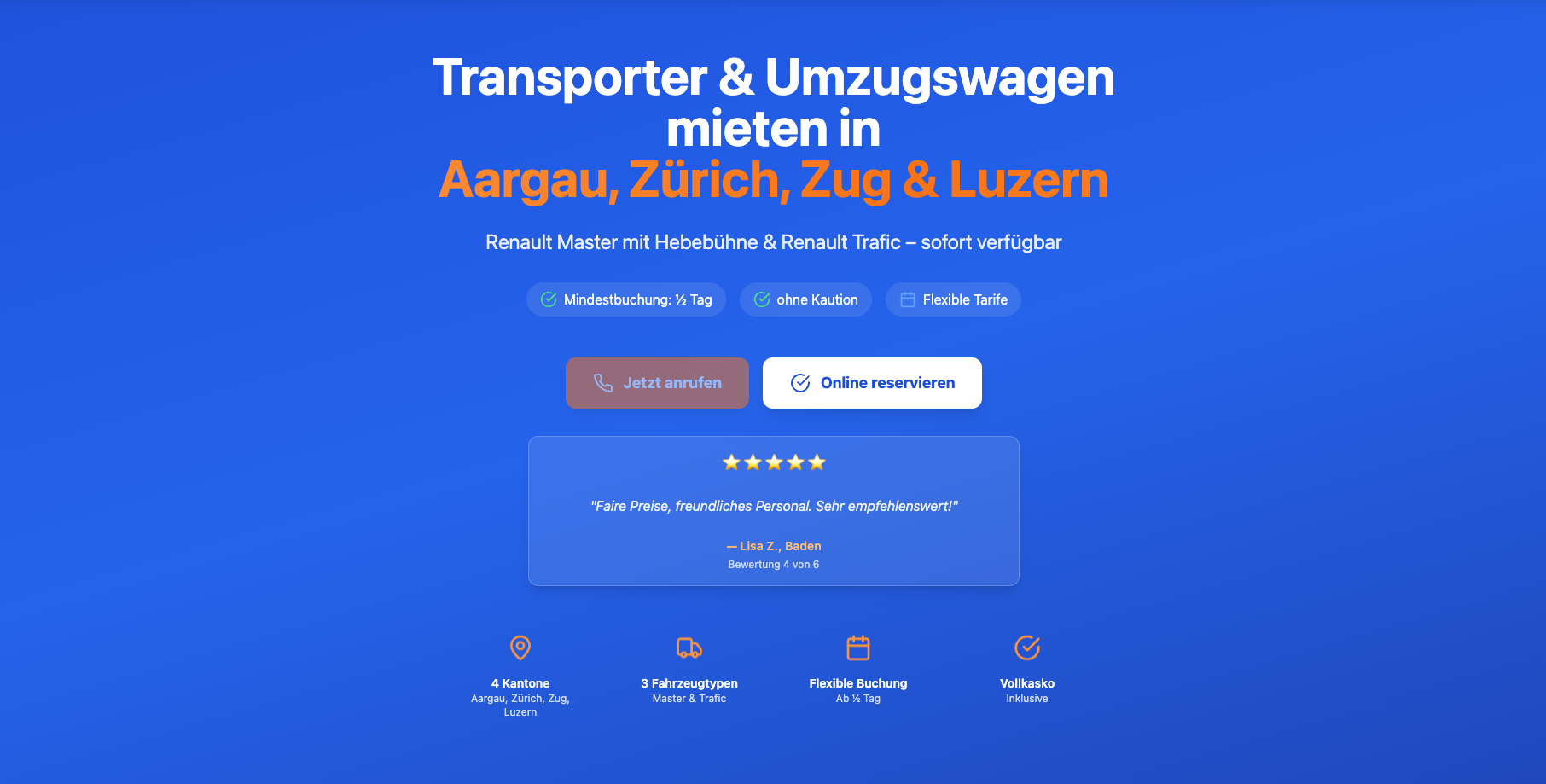 Easy Transporter Webseite Screenshot