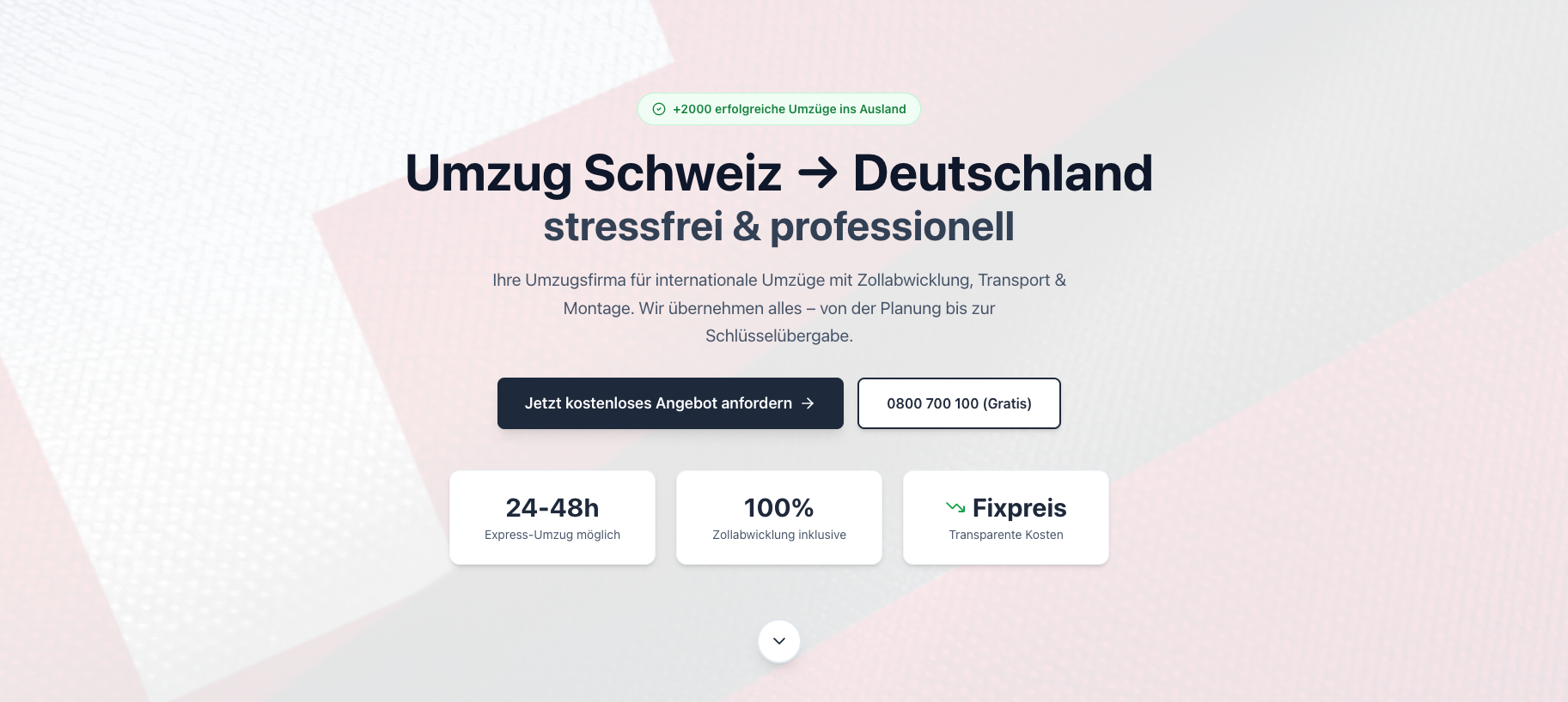 Umzug Schweiz Deutschland Webseite Screenshot